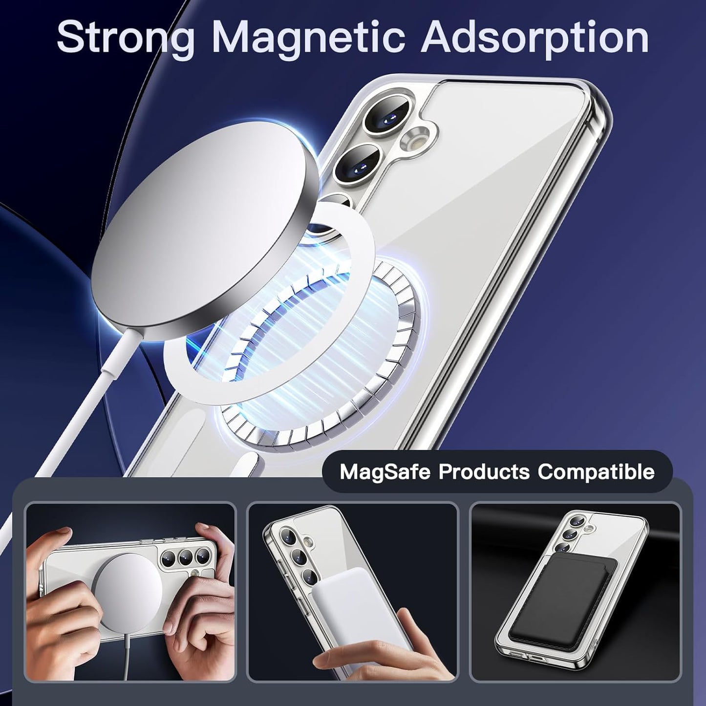 PROTECT  Samsung S24 Magnetic Phone Case, Anti Scratch, Bundle, Hydrogel Screen Protector Included, Protective, Clear, MSAMS24