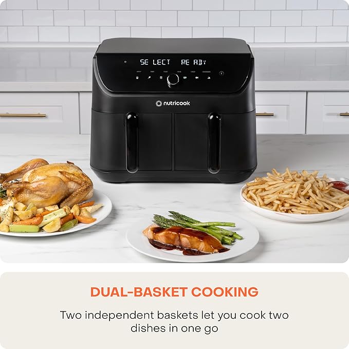 Nutricook Air Fryer Duo 2, 8.5L Independently Controlled Dual Baskets, AFD185