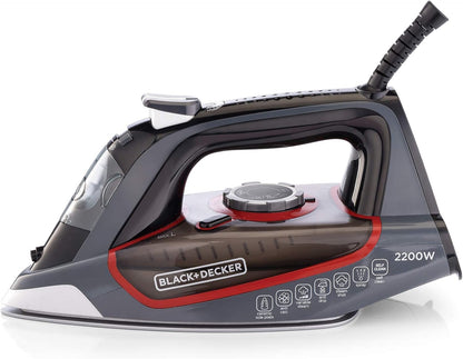 BLACK+DECKER X2050-B5 Steam Iron with Ceramic Soleplate 2200W 380ml Grey/Black