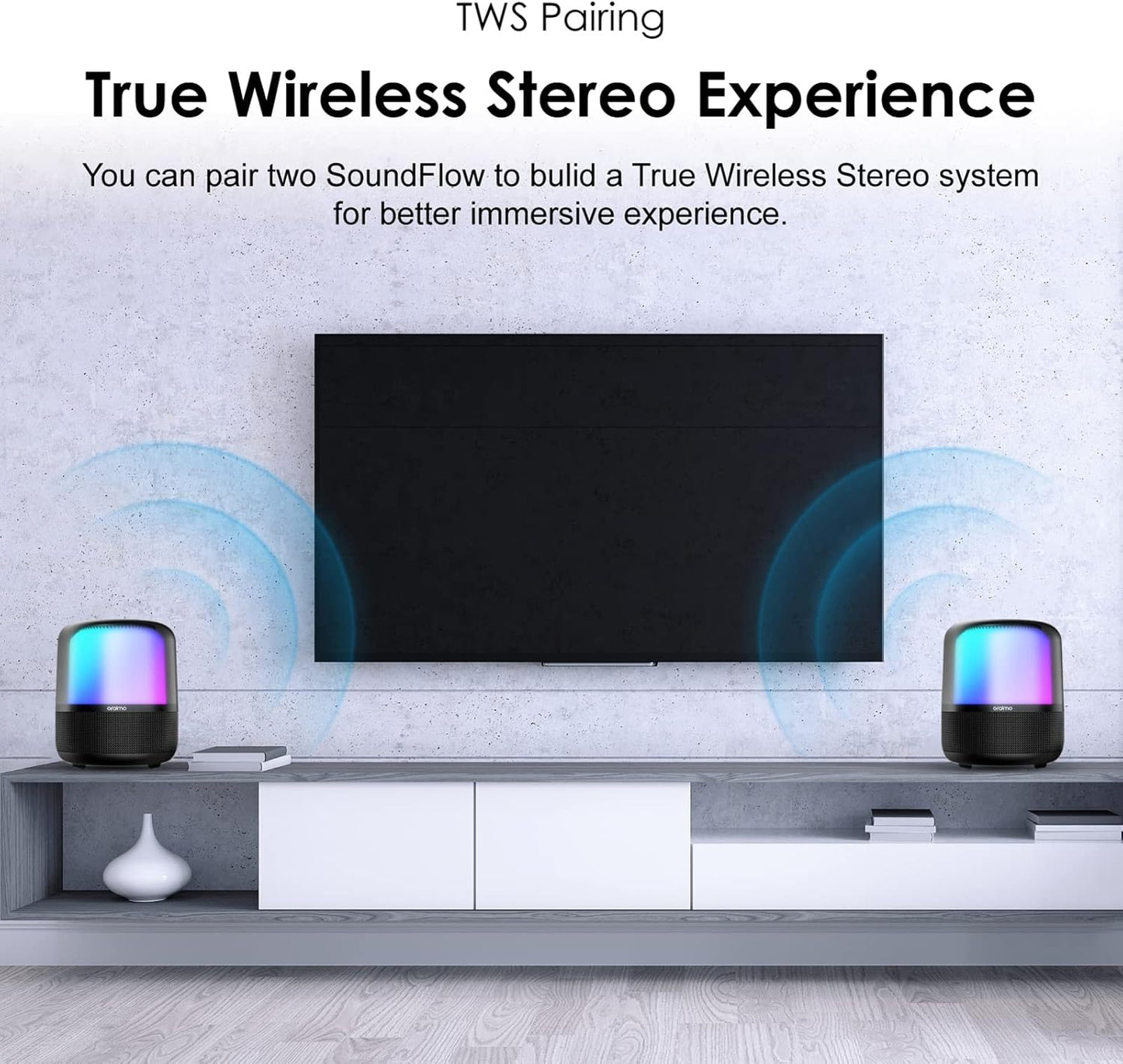 Oraimo  SoundFlow BT V5.1 Bluetooth Speaker, 50Hz-20KHz, 50W, 6,000mAh, Black, OBS-72DBLK