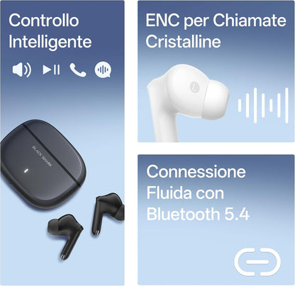 Black Shark T23 BS-T23 — True Wireless Earbuds, 13mm Driver, ENC, BT 5.4, 40hr (White)