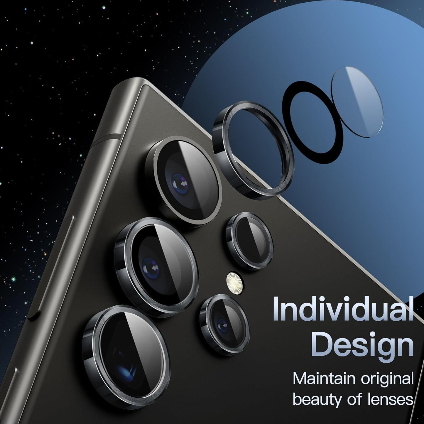 PROTECT  Samsung S24 Ultra Xzoom Lens Protector, Sapphire Glass, Alloy Material, Ultra Clear, Premium Finish, Black, XSMS24UBLK