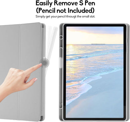 PROTECT  Samsung Tab S10 Plus Protective Tablet Cover, Silcon, Trifold Stand , Auto Wakeup Sleep, Pen Slot, Grey, PSTS10PGRY