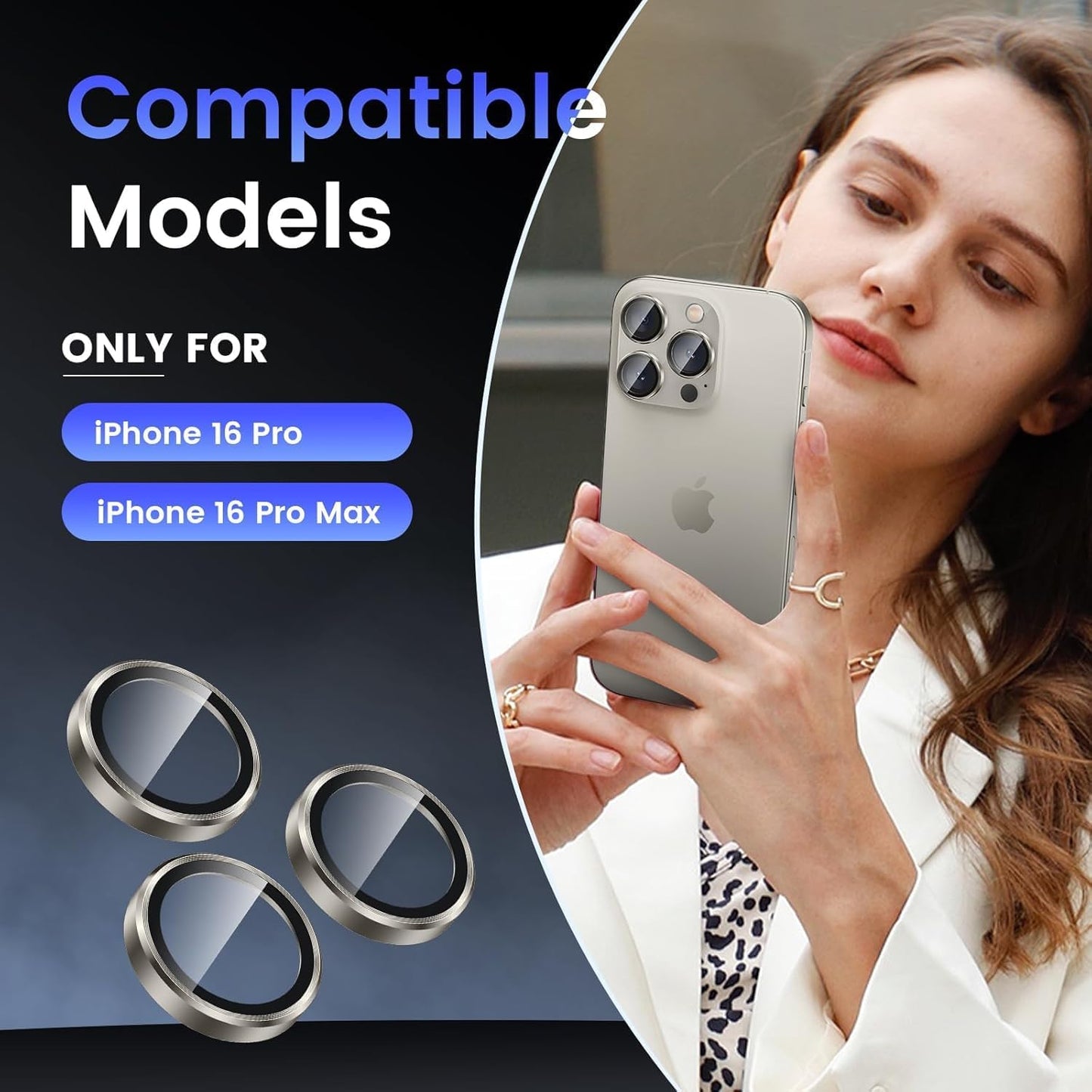 PROTECT  iPhone 16 Pro Xzoom Lens Protector, Sapphire Glass, Alloy Material, Ultra Clear, Premium Finish, Platinum, XIP16PPLT