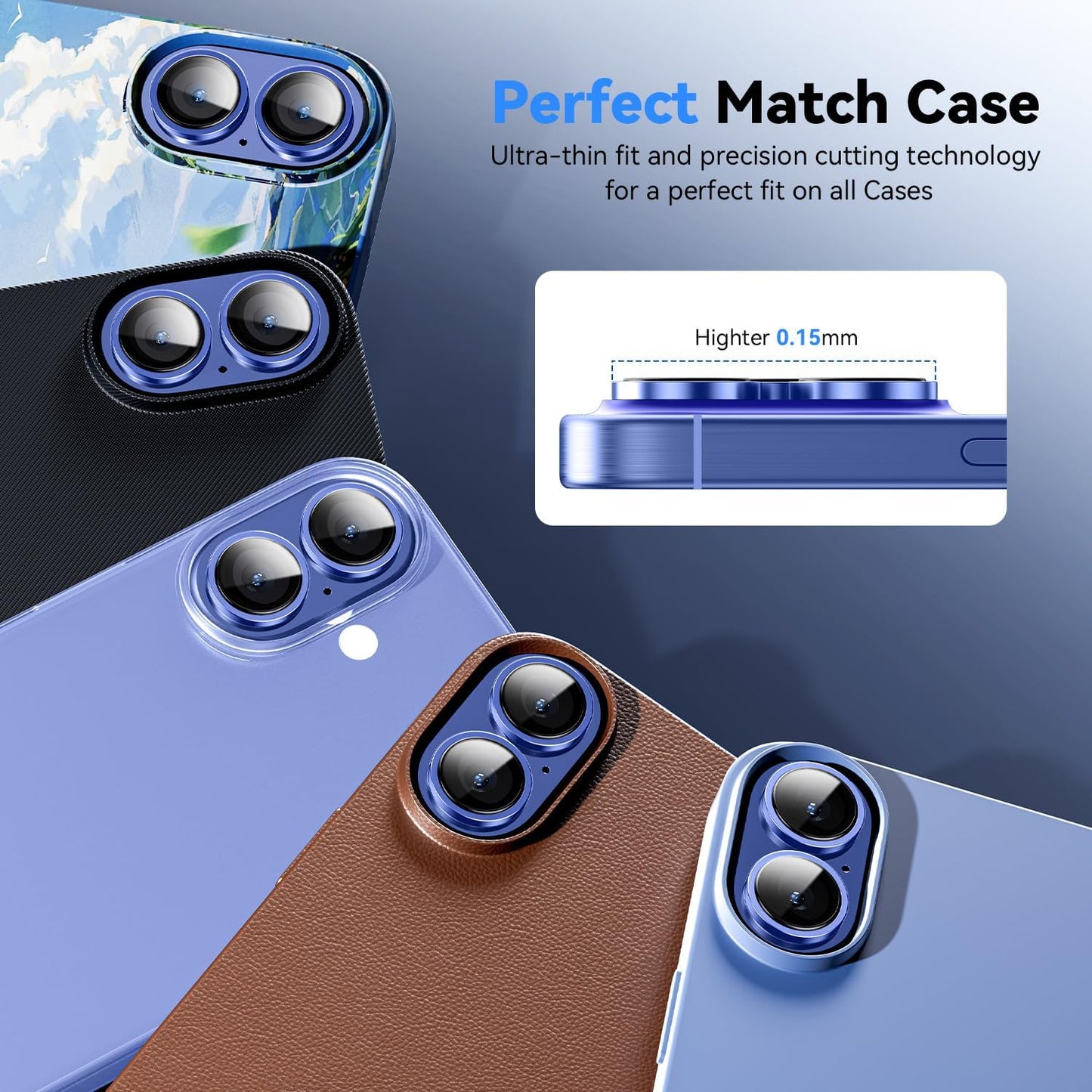 PROTECT  iPhone 16 Xzoom Lens Protector, Sapphire Glass, Alloy Material, Ultra Clear, Premium Finish, Blue, XIP16BLU