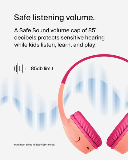 Belkin SoundForm Mini Wireless On-Ear Headphones for Kids – Pink