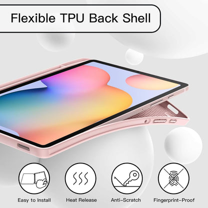 PROTECT  Samsung Tab S6 Lite Protective Ipad Cover, Silcon, Trifold Stand , Auto Wakeup Sleep, Pen Slot, Pink, PSTS6LPNK