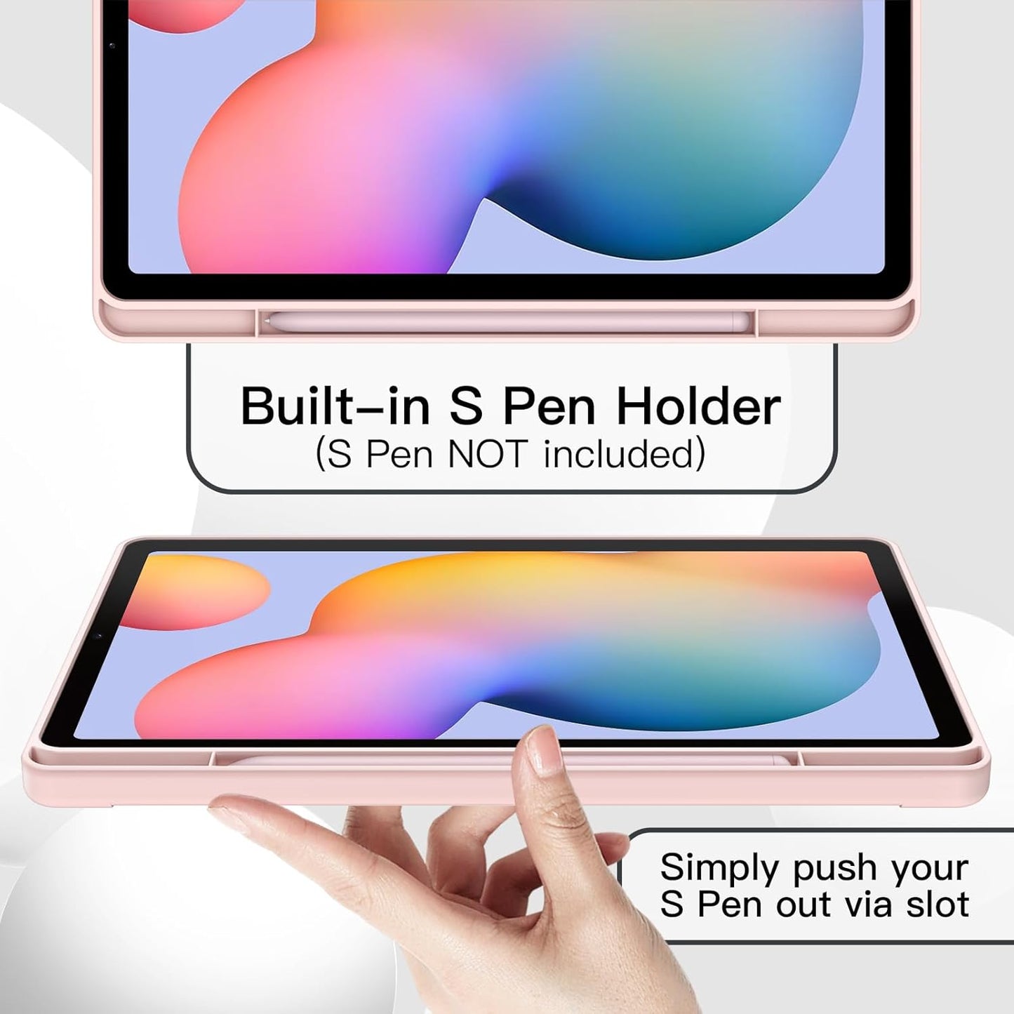 PROTECT  Samsung Tab S6 Lite Protective Ipad Cover, Silcon, Trifold Stand , Auto Wakeup Sleep, Pen Slot, Pink, PSTS6LPNK