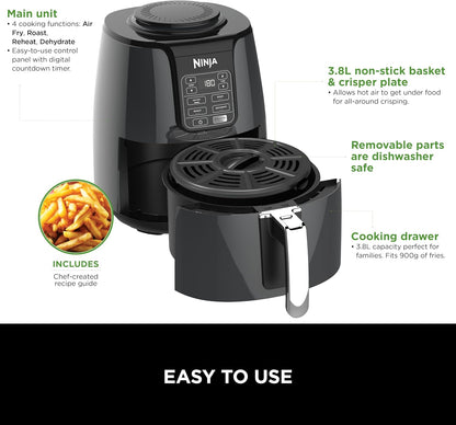 Ninja AF100ME Air Fryer - 4 Cooking Functions Display