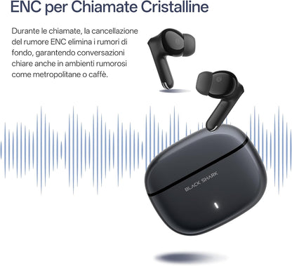 Black Shark T23 BS-T23 — True Wireless Earbuds, 13mm Driver, ENC, BT 5.4, 40hr (White)