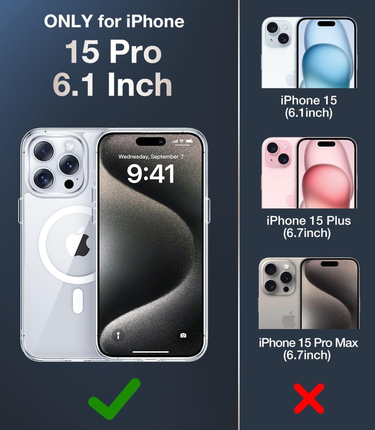 PROTECT  iPhone 15 Pro Magsafe Phone Case, Anti Scratch, Transparent, Protective, Clear, MSIP15P