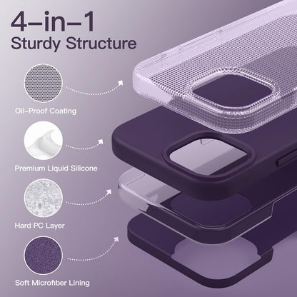 PROTECT  iphone 14 Plus Silicon Phone Case, Magsafe, Bundle, Screen Protector included, Protective, Anti Scratch, Purble, SMIP14PPUR