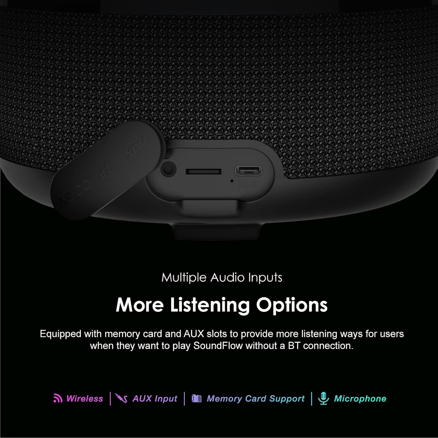 Oraimo  SoundFlow BT V5.1 Bluetooth Speaker, 50Hz-20KHz, 50W, 6,000mAh, Black, OBS-72DBLK