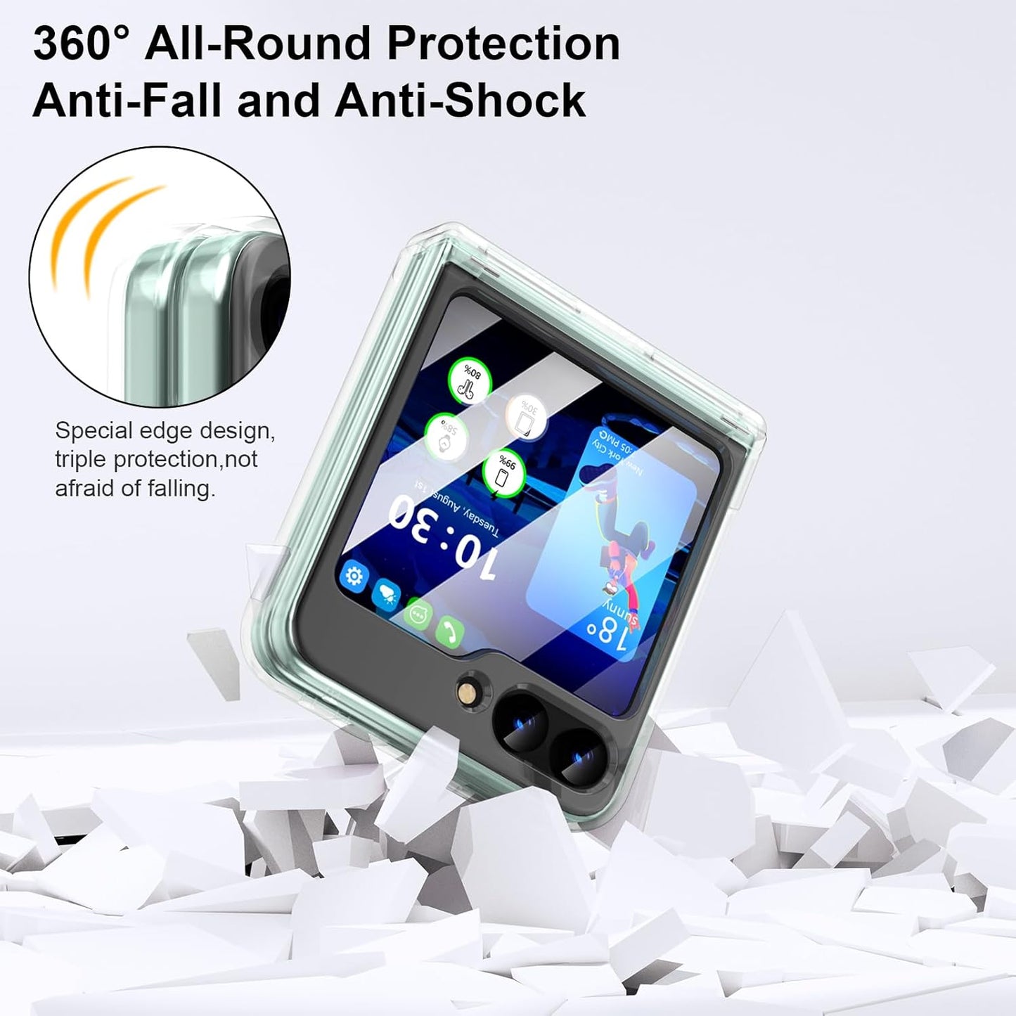 PROTECT  Samsung Z Flip 6 Magnetic Phone Case, Anti Scratch, Transparent, Protective, Clear, MSFLP6CLR