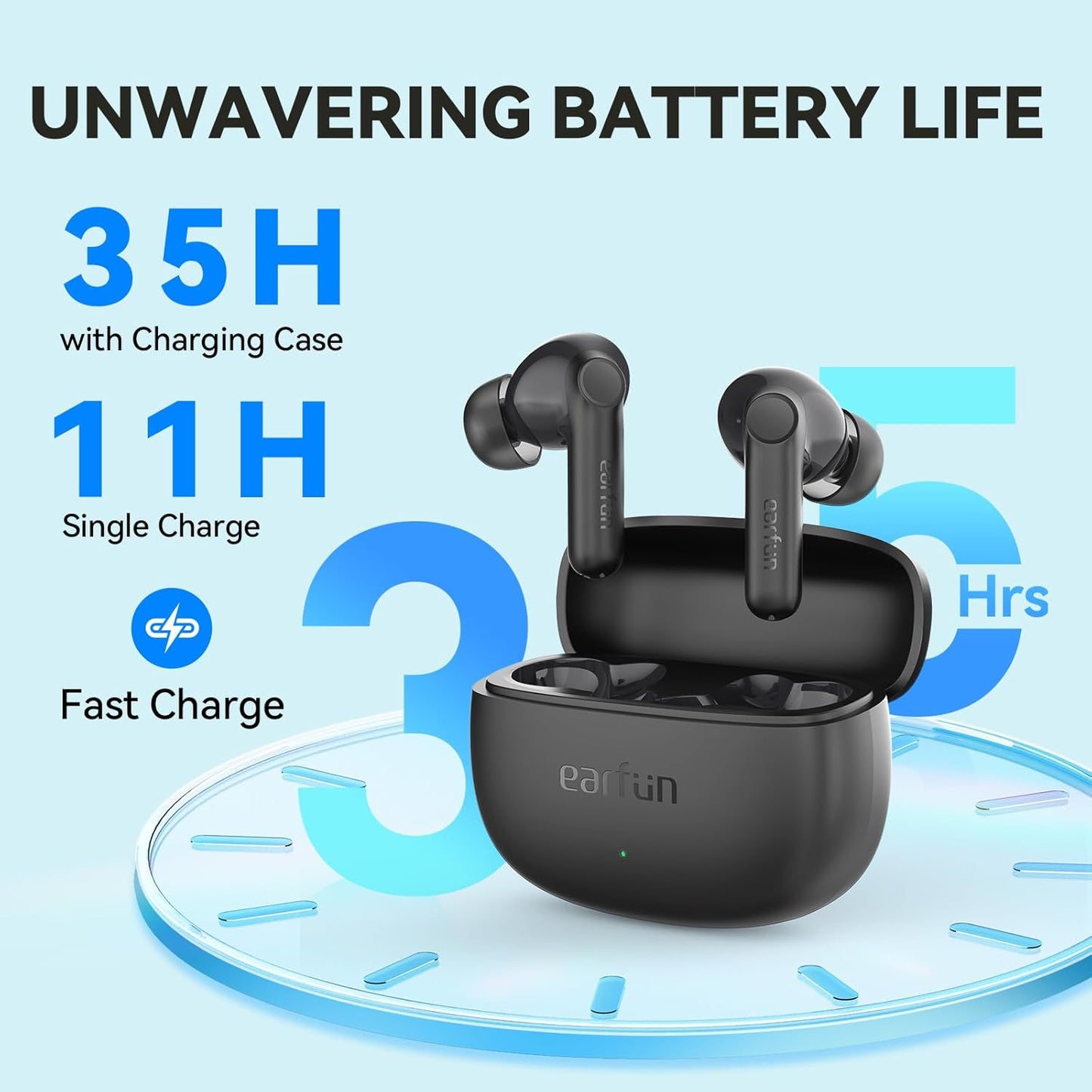 EarFun Air Life Wireless Earbuds, Bluetooth 5.4 Earbuds, 2 mics AI ENC, 35H Playtime, Black