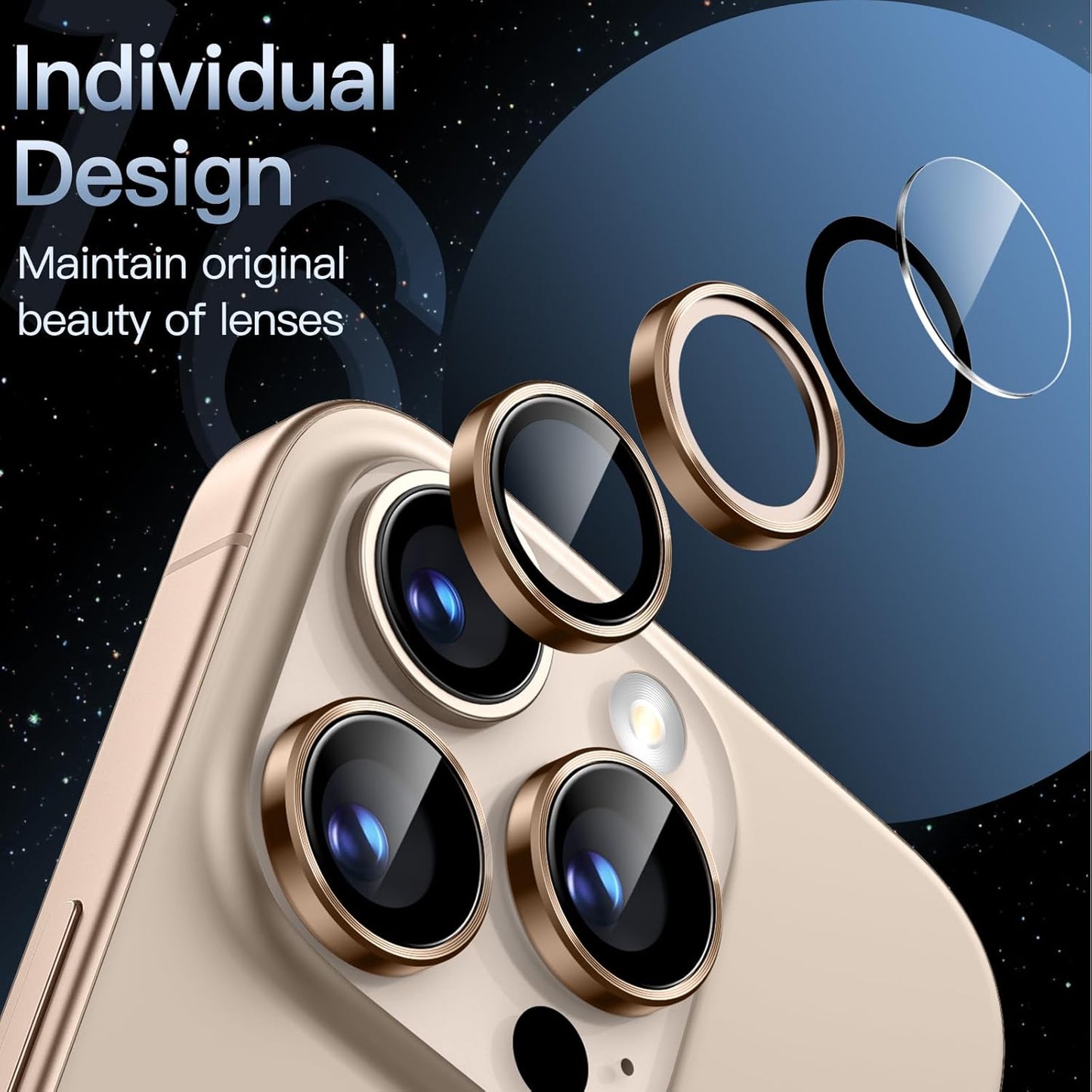 PROTECT  iPhone 16 Pro Xzoom Lens Protector, Sapphire Glass, Alloy Material, Ultra Clear, Premium Finish, Brown, XIP16PBRN