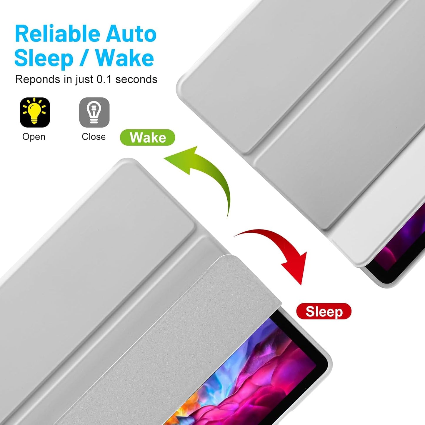 PROTECT  Samsung Tab S10 Plus Protective Tablet Cover, Silcon, Trifold Stand , Auto Wakeup Sleep, Pen Slot, Grey, PSTS10PGRY