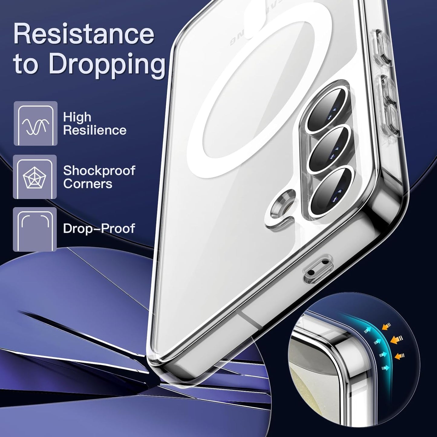 PROTECT  Samsung S24 Magnetic Phone Case, Anti Scratch, Bundle, Hydrogel Screen Protector Included, Protective, Clear, MSAMS24