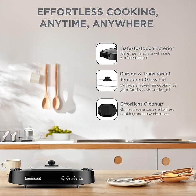 BLACK+DECKER Electric Health Grill,1500W, BD-GH1500-B5