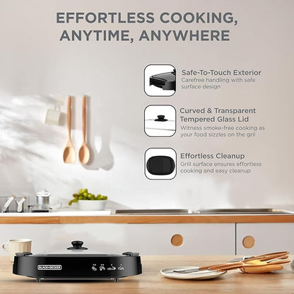 BLACK+DECKER Electric Health Grill,1500W, BD-GH1500-B5