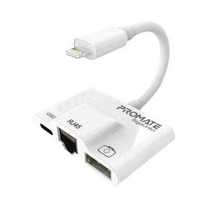 Promate 3 In 1 Rj45 Ethernet Lan Wired Network Adapter White