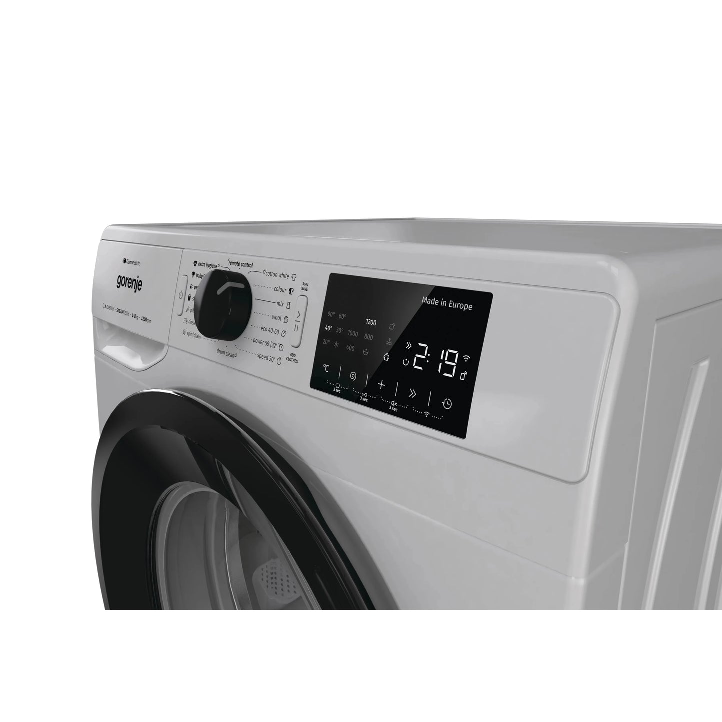 Gorenje Smart Front Load Washing Machine, 8KG, Wi-Fi, 1200 RPM, Grey, WPNEI82A1SWA