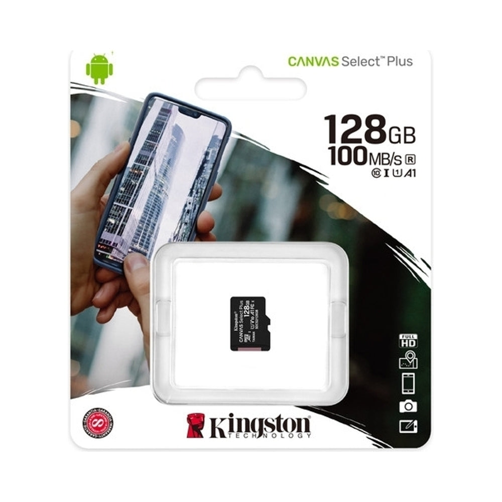 Kingston Canvas Select Plus MicroSDXC Memory Card 128GB Black