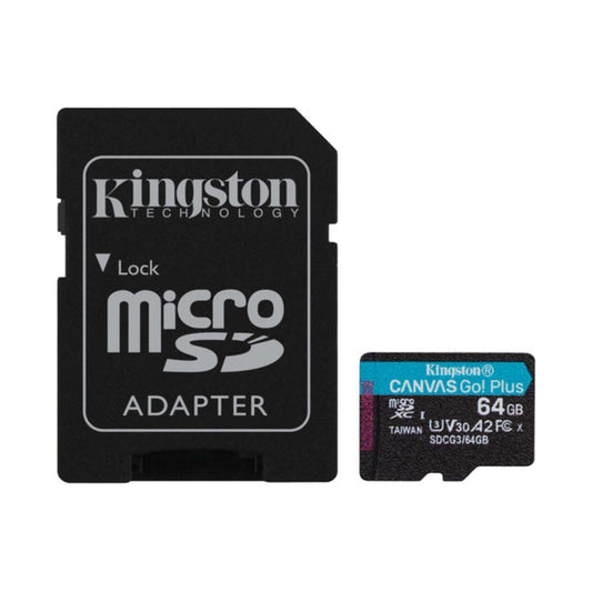 Kingston Canvas Go! Plus microSDXC Memory Card with SD Adapter 64GB Black