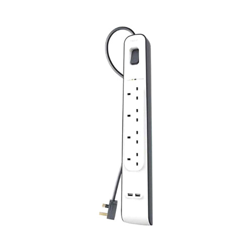 Belkin 4 Way Surge Protection Strip With 2 USB Charging White