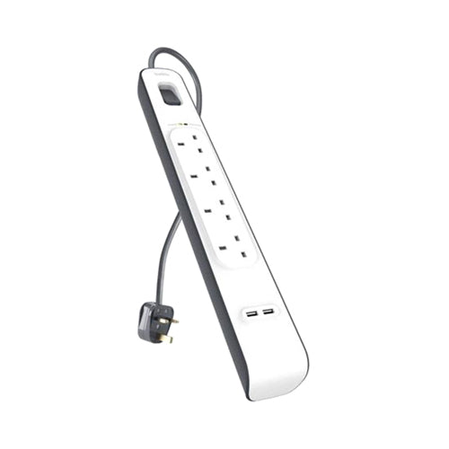 Belkin 4 Way Surge Protection Strip With 2 USB Charging White