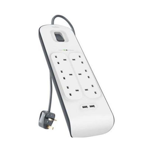 Belkin 6 Way Surge Protection Strip With 2 USB Charging White