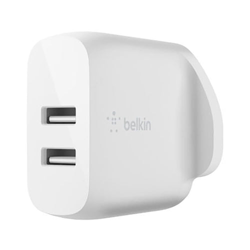 Belkin Boost Charge Dual USB-A Wall Charger With Lightning To USB-A Cable White