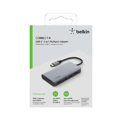 Belkin 4-In-1 Multi Port Type-C USB Hub Grey