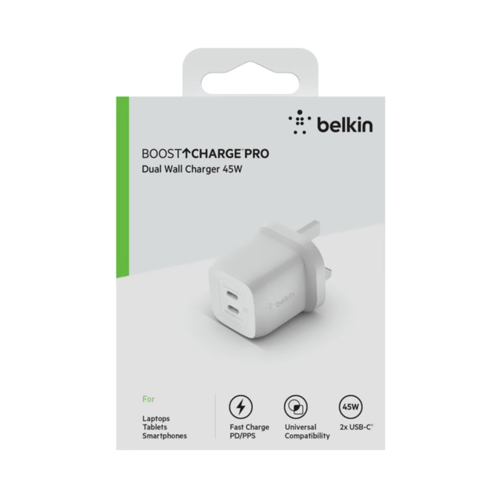 Belkin Dual USB Type-C Wall Charger White