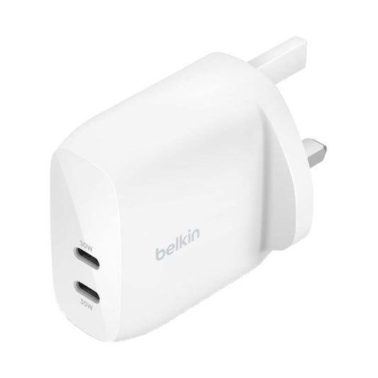 Belkin 2 Port USB-C Wall Charger with PPS 60W White