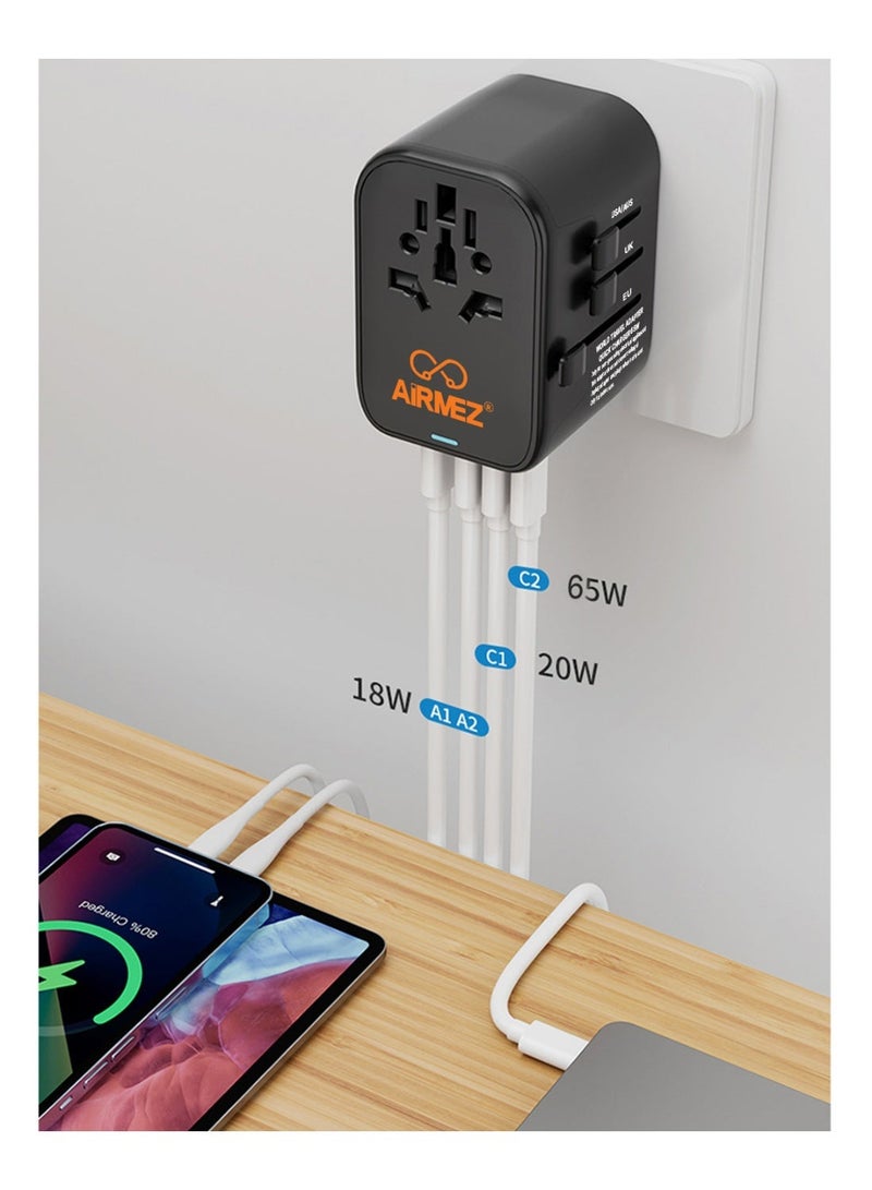 Airmez 65W Universal Travel Power Adapter - Black