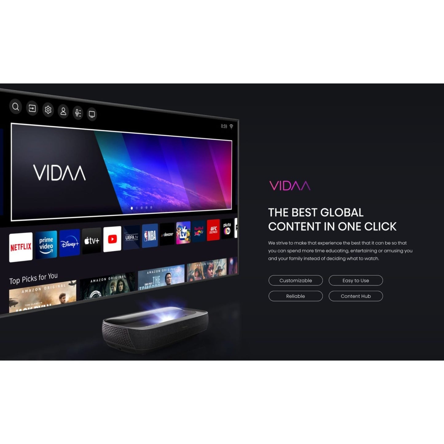 Hisense 100 Inch 4K Laser TV, Ultra Short Throw, Smart TV – 100L9HD