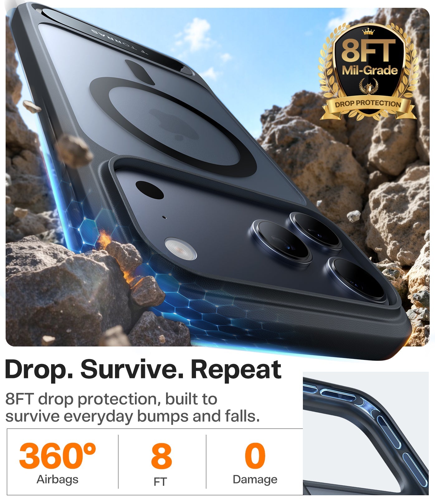 TORRAS Pstand Case for iPhone 17 Pro - Black