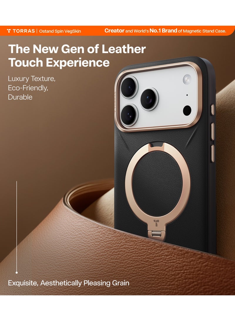 TORRAS Ostand VegSkin iPhone 17 Pro Max - Black kickstand