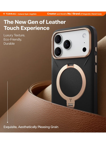 TORRAS Ostand VegSkin iPhone 17 Pro Max - Black kickstand