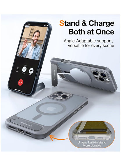 TORRAS Pstand Case for iPhone 16 Pro Max - Titanium Grey