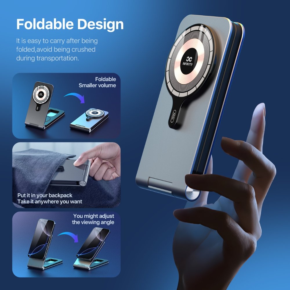 Infinyty MagIQ Hub 3-in-1 Magnetic Wireless Charger, Grey