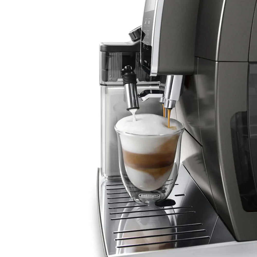 De'Longhi DINAMICA PLUS Bean To Cup Fully Automatic Coffee Machine With Built In Grinder, Americano, Cappuccino, Latte, Macchiato & Espresso Maker For Home & Office ECAM370.95.T Titanium