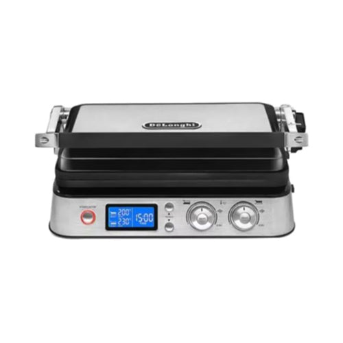 De'Longhi Contact Grill, Griddle Sandwich, Meat and Vegetables, Independent Thermostats and Dials, Sear Function, Dishwasher Safe, Steel Plates, 3 Cooking Positions, Acrylic, 2000W, CGH1012D