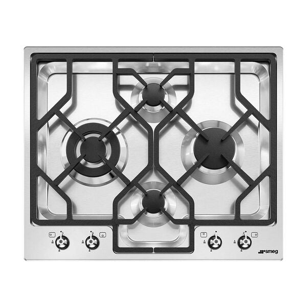 Smeg Built In Gas Hob with 4 Burner 60cm Silver PGF64-4