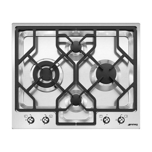 Smeg Built In Gas Hob with 4 Burner 60cm Silver PGF64-4