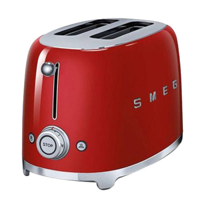 Smeg Tsf01RdUK, 50'S Retro Style 2 Slice Toaster,6 Browning Levels,2 Extra Wide Bread Slots, Defrost And Reheat Functions, Removable Crumb Tray- Red