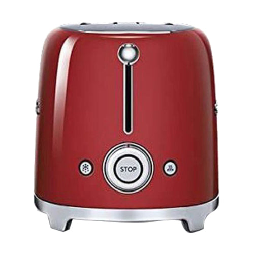 Smeg Tsf01RdUK, 50'S Retro Style 2 Slice Toaster,6 Browning Levels,2 Extra Wide Bread Slots, Defrost And Reheat Functions, Removable Crumb Tray- Red