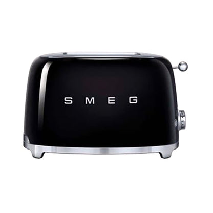 Smeg Tsf01Bluk Retro 2 Slice Toaster, 6 Browning Levels, Extra-Wide Bread Slots, Defrost And Reheat Functions, Removable Crumb Tray, 950 W, Black