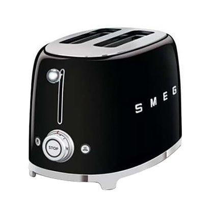 Smeg Tsf01Bluk Retro 2 Slice Toaster, 6 Browning Levels, Extra-Wide Bread Slots, Defrost And Reheat Functions, Removable Crumb Tray, 950 W, Black